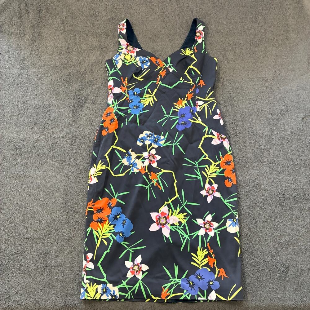 Karen Millen Black Floral Casual Bodycon Pencil Stretch Dress Women's Size 12